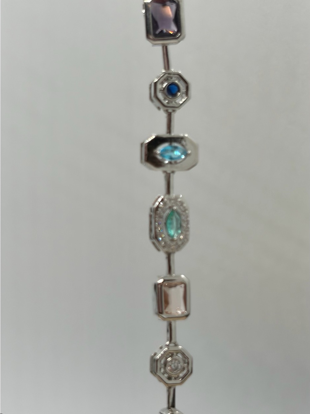Silver Multi-Stone Necklace with Blue and Aqua Accents